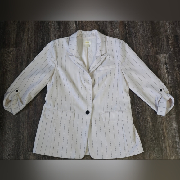 Maeve Anthropologie Striped Roll Sleeve Blazer Size US 14 - Picture 2 of 9